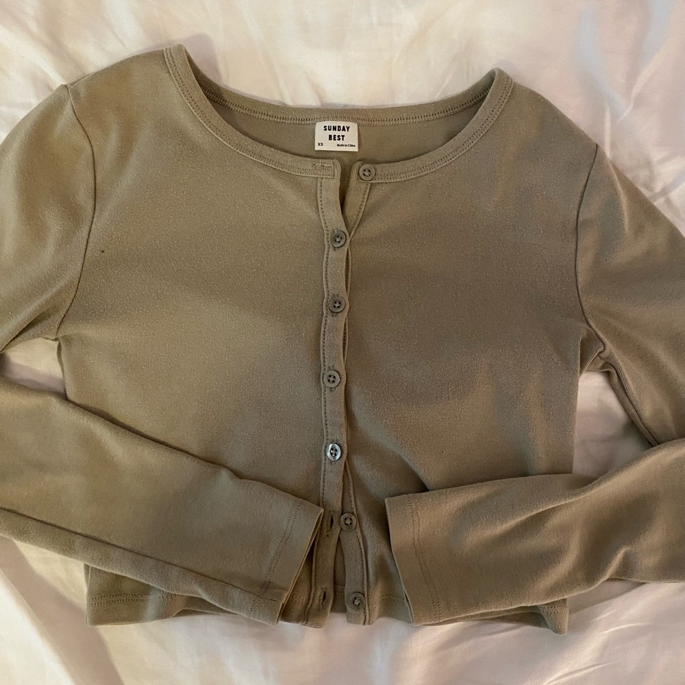 Sage green cropped cardigan